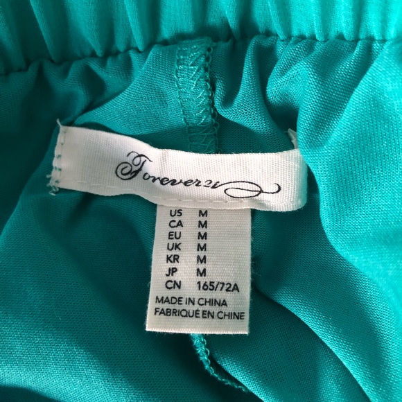 Teal 2 layer elastic waist chiffon skirt - Picture 2 of 5